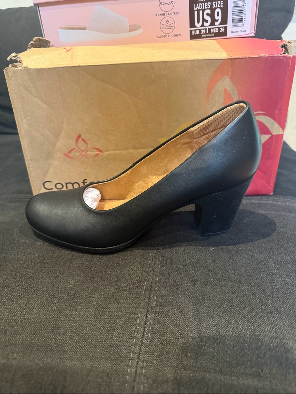 Comfortiva Women’s Noxi Classic Pump Heel Shoes Black Leather Size 9.5 M